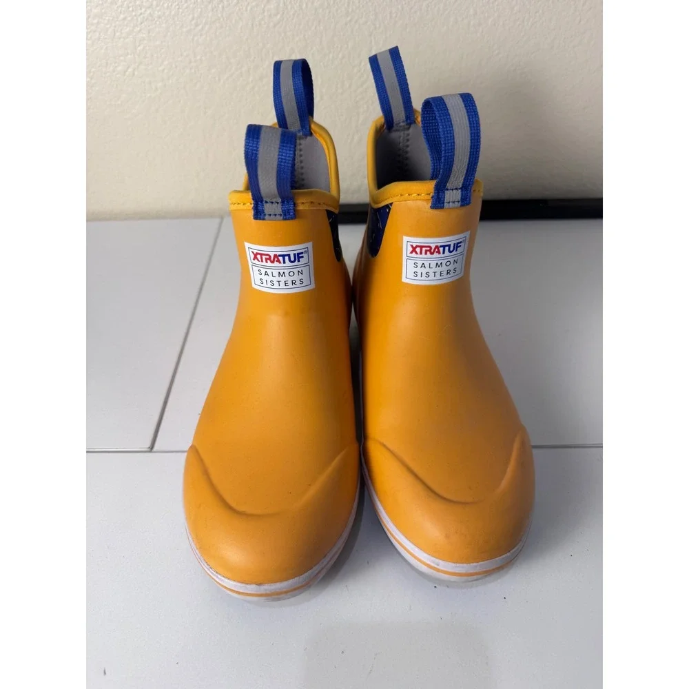 Xtratuf Salmon Sisters Ankle Deck Boots Womens 8 Yellow Rubber Rain Waterproof
